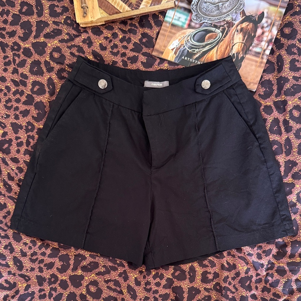 Maurices Black High-Waist Button-Detail Tailored Shorts